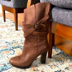 UGG Brown leather platform boots